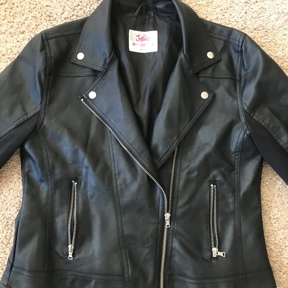 Justice Faux Leather Jacket Youth Size XL